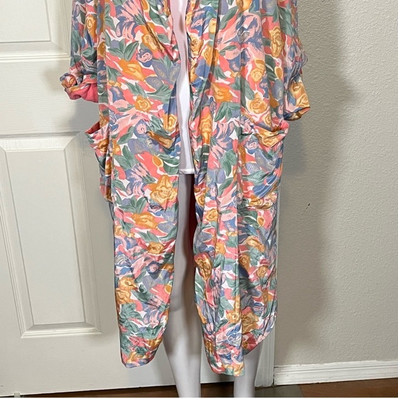 VTG Victorias Secret Robe Womens OS Satin Gold Label Floral Multicolor No Belt - Picture 5 of 8